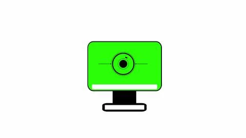 A logo can be seen on the computer monitor icon illustration on white backg.. Stock Illustration