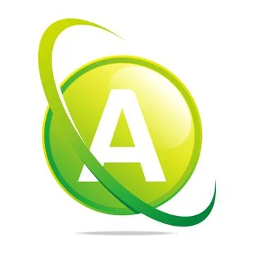 Logo circle globe round letter A green abstract vector Illustrazione stock