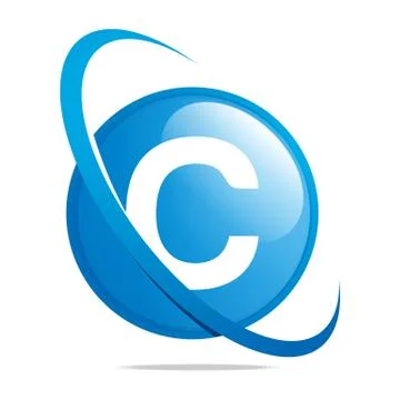 Logo circle globe round letter y blue abstract vector Stock Illustration