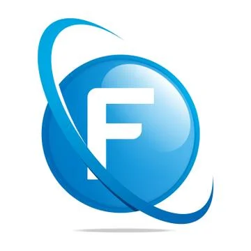 Logo circle globe round letter F blue abstract vector Stock Illustration