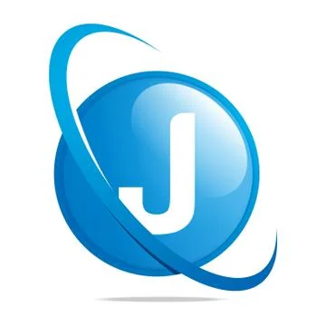 Logo circle globe round letter J blue abstract vector Stock Illustration