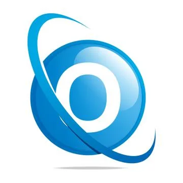 Logo circle globe round letter O blue abstract vector Stock Illustration