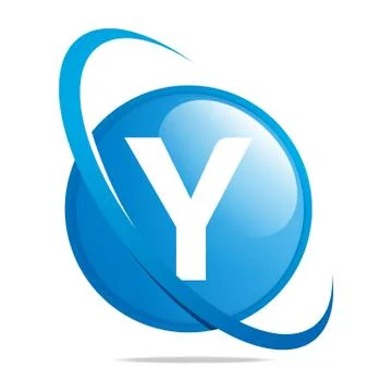 Logo circle globe round letter y blue abstract vector Stock Illustration