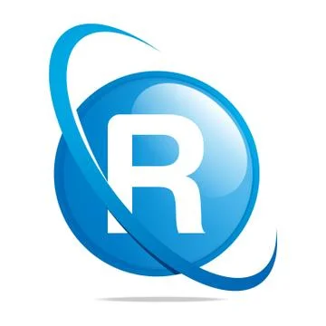 Logo circle globe round letter R blue abstract vector Stock Illustration