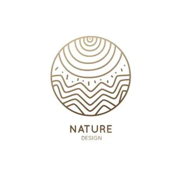 Logo circle sun mountains Stock Illustration