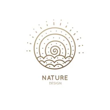 Logo circle sun sea Stock Illustration