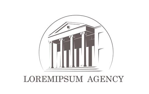 Logo with a classic building with columns Ilustración de archivo