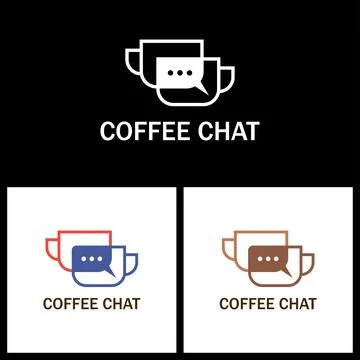 Logo coffee chat. Chat coffee colorful logo design template, logo for internet イラスト素材