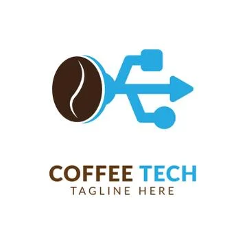 Logo the coffee tech vector,Coffee logo symbol or icon template,Coffee techno Stock Illustration