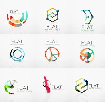 Logo collection - abstract minimalistic linear flat design. Business hi-tech 스톡 일러스트