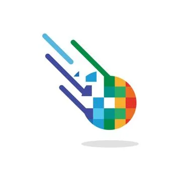 Logo of a color comet falling Stock Illustration