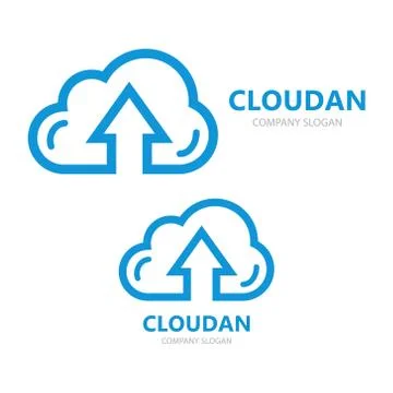 Logo combination of a cloud and arrow up. Stock Illustration