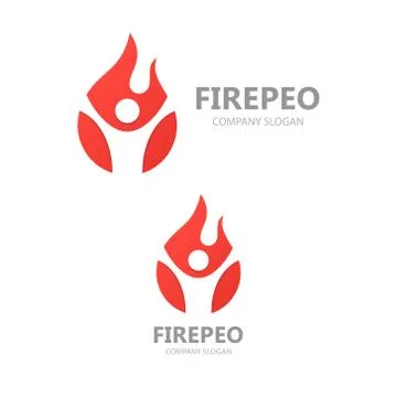 Logo combination of a man and fire. Stock Illustration