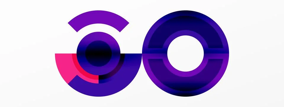 A logo combining purple, iris, and magenta colors with a circle in the middle Stock Illustration