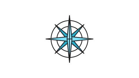 Logo of a compass rose with cardinal directions, illustrating themes of nav.. Stock Footage 335137286