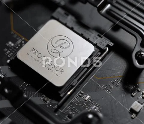 Logo on Computer Processor Mockup PSD Template