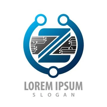 Logo concept design. abstract Digital technology letter Z. Symbol graphic tem Stock Illustration