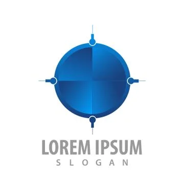 Logo concept design. Blue target Symbol graphic template element vector. 3D s Stock Illustration