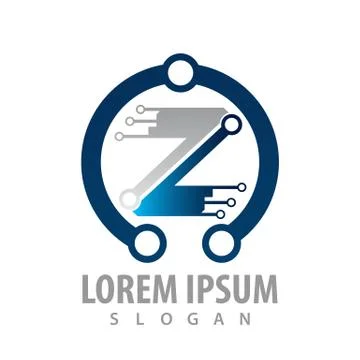 Logo concept design. Digital technology letter Z. Symbol graphic template ele Illustrazione stock