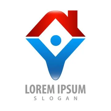 Logo concept design. hands up human with roof. Symbol graphic template elemen Stock Illustration