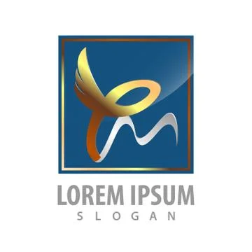 Logo concept design. Luxury square. Ribbon wing. Symbol graphic template elem Illustrazione stock