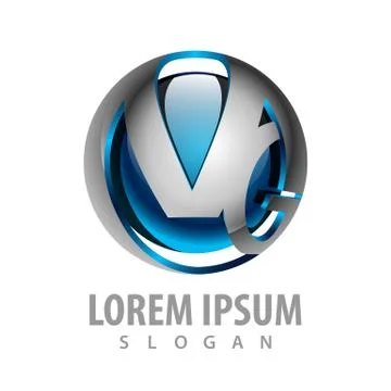 Logo concept design. Sphere tech. initial letter VG. 3D style. Symbol graphic Stock Illustration