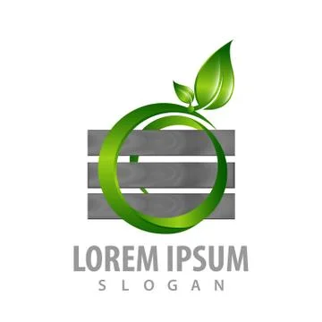 Logo concept design. Wall with circle leaf. Symbol graphic template element v Stock Illustration