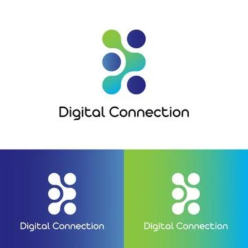Logo connect, link concept, group connection, initial D, initial C, Technolog Illustrazione stock