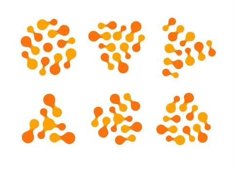 Logo of connect network. Abstract orange color shape set. Unusual circular Stock Illustration