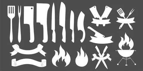 Logo constructor for doner, kebab, barbecue, grill party logo set. Vector stock Illustrazione stock