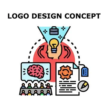 Logo creating process, brand identity development concept Stock Illustration