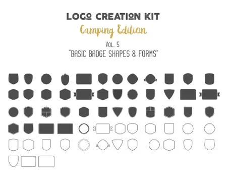 Logo creation kit bundle. Camping Edition set. Basic badge shapes, vector forms Stock Illustration