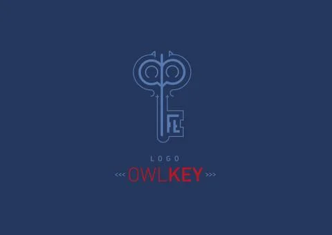 Logo creative development of the owl and the key 스톡 일러스트