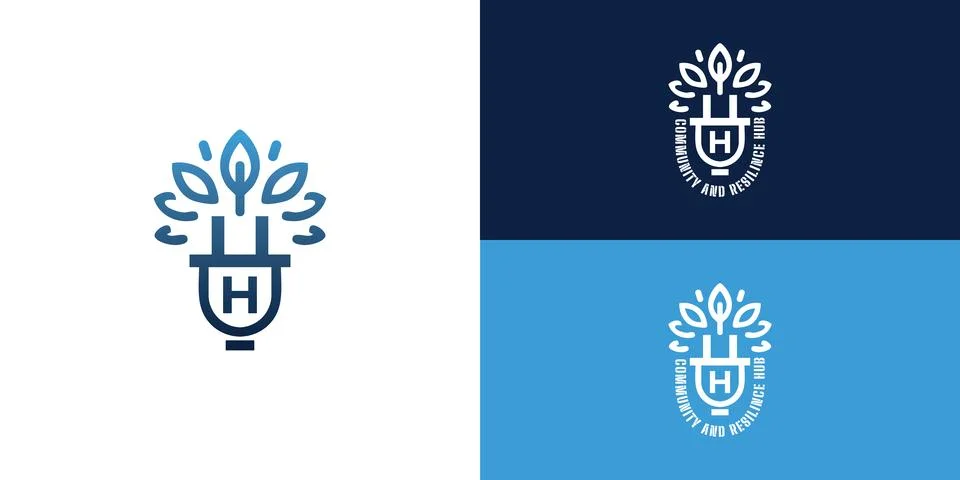 The logo creatively combines a power plug with a plant sprouting from it Stock Illustration