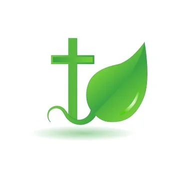 Logo cross and sprout Stock Illustration