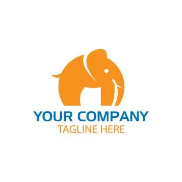 Logo with Cute Elephant. Stock Illustration