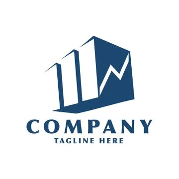 Logo data analysis building template in blue color Stock Illustration