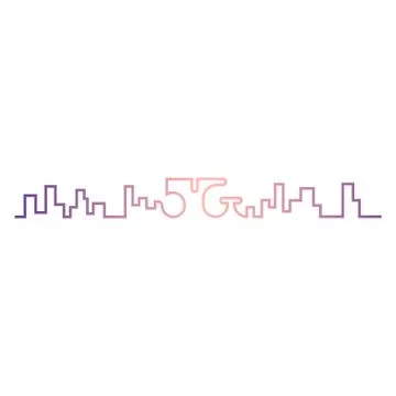Logo design 5g, made in one line with the outline of the city Stock Illustration