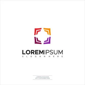 Logo Design Abstract Template Four Branch Letter V or 4 Part Icon Stock Illustration