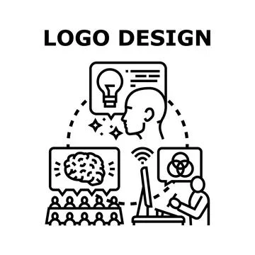 Logo design and creative development process creating identity 스톡 일러스트