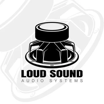 Logo design with audio speaker turned magnet up. Sound system speakers. Music Stock Illustration