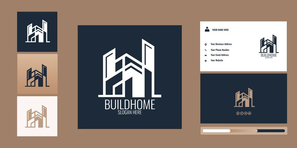 Logo Design Buildhome With Business Card Template Stock Illustration
