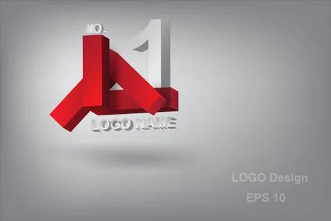 Logo design character L with geometry 3d,red,vector Illustrazione stock
