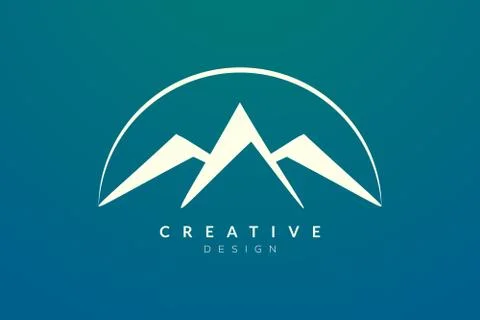 Logo design of combined circle, mountain and sun object. Minimalist and moder Illustrazione stock