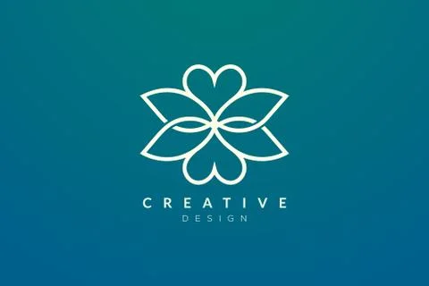 Logo design combined from the shape of a leaf and heart. Simple and modern ve Stock Illustration
