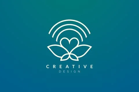 Logo design combined from the shape of a leaf and heart. Simple and modern ve Stock Illustration