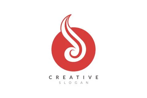 Logo design combines circle with fire. Minimalist and modern vector illustrat Stock Illustration