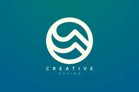 Logo design that combines circle objects with mountains. Minimalist and moder 스톡 일러스트