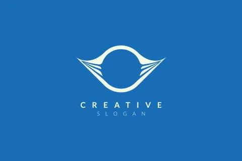 The logo design combines circle with wings. Minimalist and modern vector illu Illustrazione stock