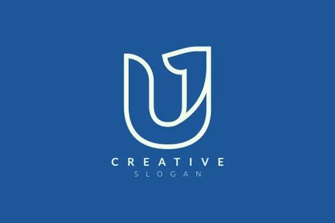 The logo design combines the letter U with the number one. Minimalist and mod Stock Illustration